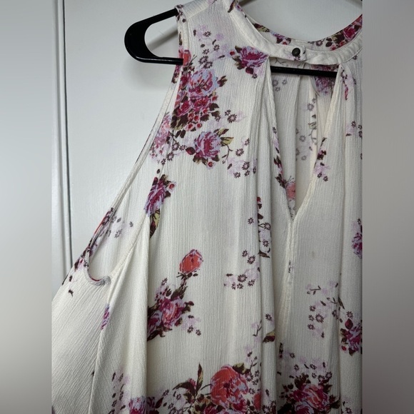 Free People Tree Swing Tunic Sleeveless Light Cream Pink Purple Floral Dress XS - Picture 4 of 16